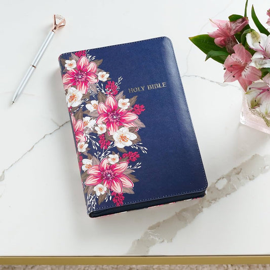 Bible Type: KJV The Holy Bible With Zipper  Font: 9 point  Color: Dark blue
